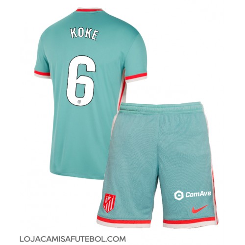 Camisa de Futebol Atletico Madrid Koke #6 Equipamento Secundário Infantil 2024-25 Manga Curta (+ Calças curtas)